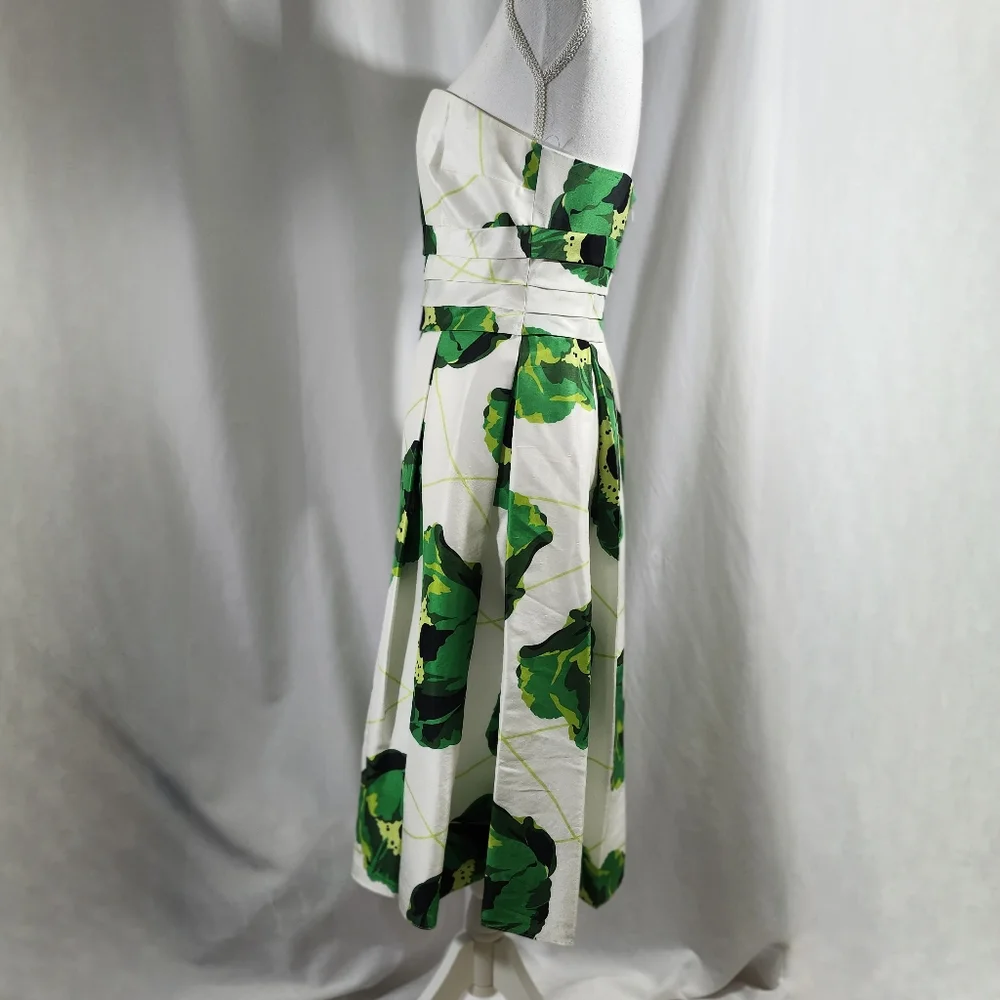 Kay Unger Green and White Strapless Dress - Picture 3 of 15